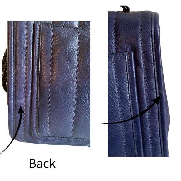 COACH Cadet Blue Leather Melody Shoulder Bag 29 With Quilting & Chain Link Strap - Picture 13 of 14